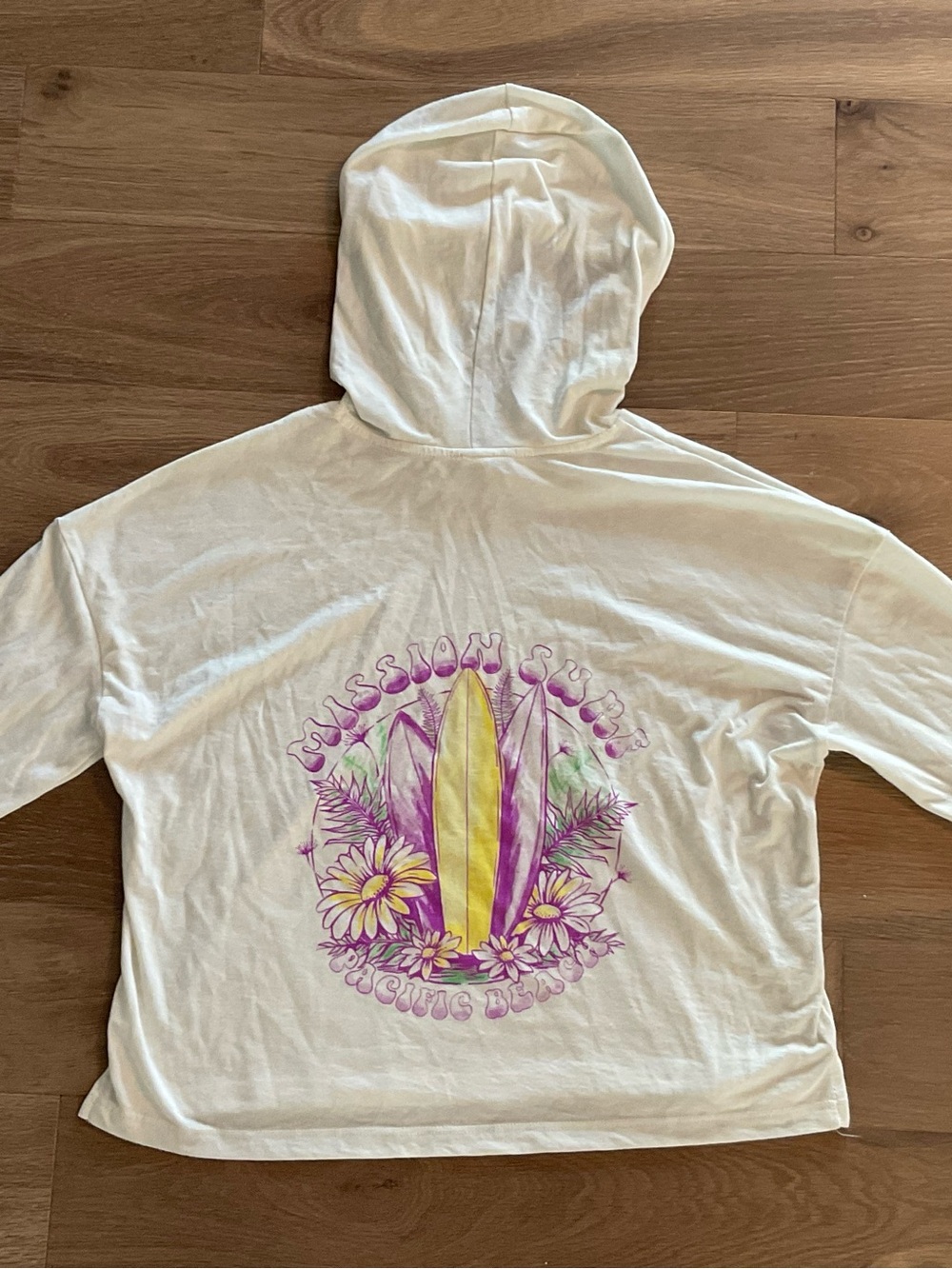 District White Lightweight Hoodie - Mission Surf from Pacific Beach in San Diego